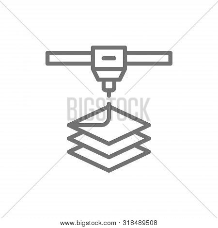 3d Printer, Printing Line Icon. Isolated On White Background