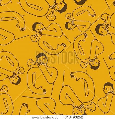 Cough Pattern Seamless. Pertussis Epidemic Background. Coughing Texture. Vector Ornament
