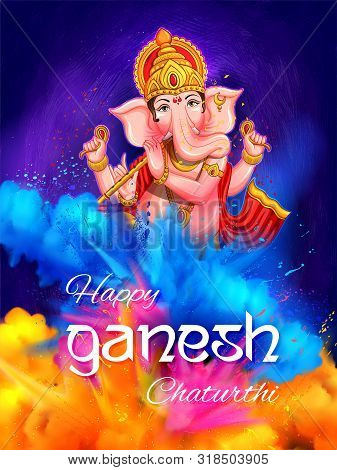 Illustration Of Lord Ganesha Religious Background For Ganesh Chaturthi Festival Of India