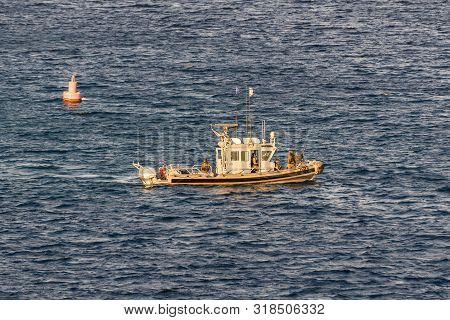 Eilat, Israel - November 7, 2017: Israeli Navy Boat Patrolling In The Gulf Of Eilat, Israel.