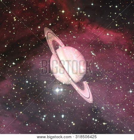 Saturn. Incredibly Beautiful Planets, Galaxies, Dark And Cold Beauty Of Endless Universe. Elements O