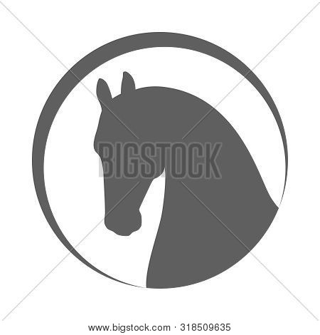 Horse Head Icon. Horse Head Silhouette In The Circle Isolated On White Background. Vector Illustrati