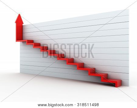 3d Rendered Pie Chart Graph With Up Arrow Isolated On White Background