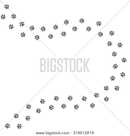 Prints Paws Dog Graphic Icons. Traces Dog Isolated On White Background. Footprints Animal. Vector Il