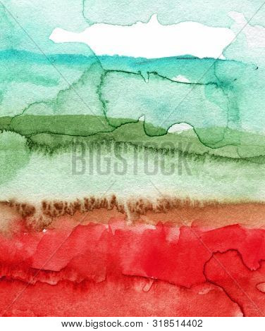 Hand Drawn Abstract Watercolor Background. Colorful Vertical Backdrop.