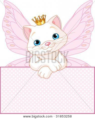 Yndig prinsesse kat ud over et tomt tegn