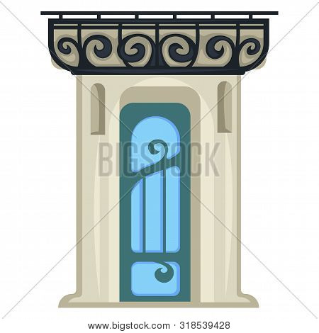 1900s Style Entrance Door, Vintage Construction Isolated Doorway In Framing