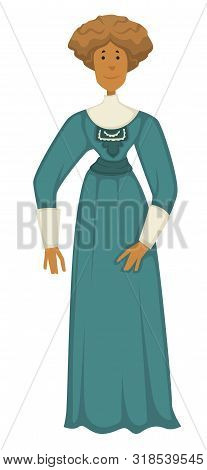 Woman In Vintage Clothes, 1910s Fashion Style Isolated Character