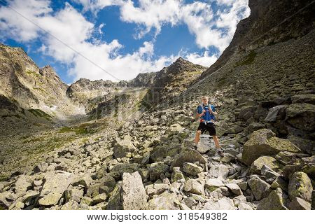 Tourist Going To Rysy Tatra Mountains