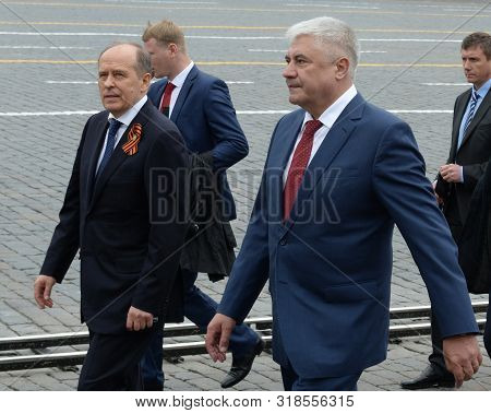 Moscow, Russia - May 9, 2019:fsb Director Alexander Bortnikov And Interior Minister Vladimir Kolokol