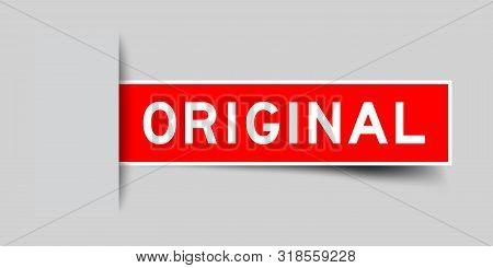 Square Seal Red Color Sticker In Word Original Insert On Gray Background