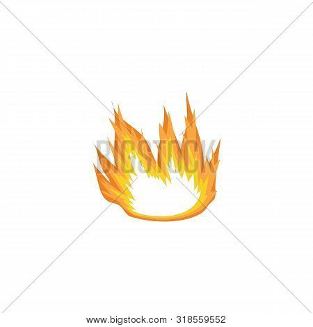 Flat Cartoon Fire Blown Sideways By The Wind
