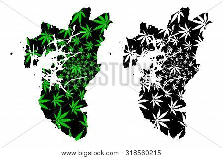 Rogaland (administrative Divisions Of Norway, Kingdom Of Norway) Map Is Designed Cannabis Leaf Green