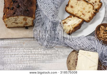 Barmbrack Or Bairin Breac Is A Traditional Irish Sweet Yeast Bread With Grapes And Raisins, Often Ea