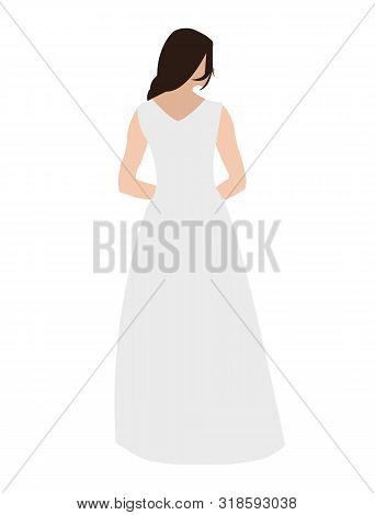 Back Wiev Of Beautyful Bride Dress. Eps 10 Illustration