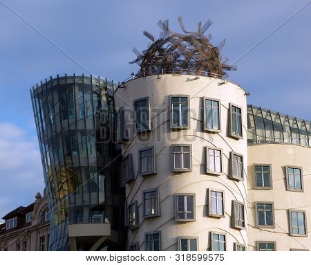Prague / Czech Republic - December 14, 2015 - Dancing House, Also Called Ginger And Fred In Prague. 