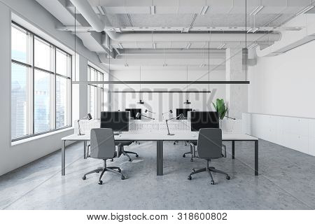 White Industrial Style Office Interior