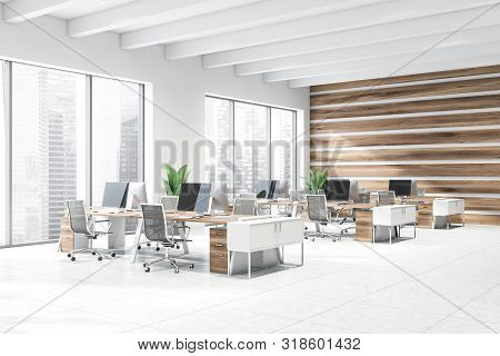 White And Wood Open Space Office Corner