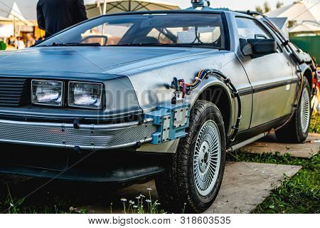 Moscow, Russia - July 27, 2019: A Futuristic Design Early For Its Time, The Delorean Starred In The 