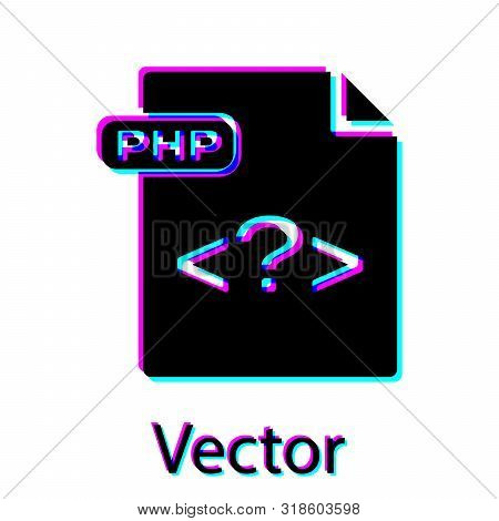 Black Php File Document. Download Php Button Icon Isolated On White Background. Php File Symbol. Vec