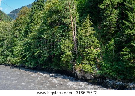 Mountain River Enguri In Svaneti, Georgia.
