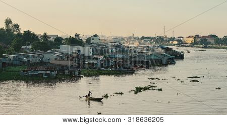 Floating Houses On Mekong River