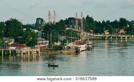 Floating Houses On Mekong River