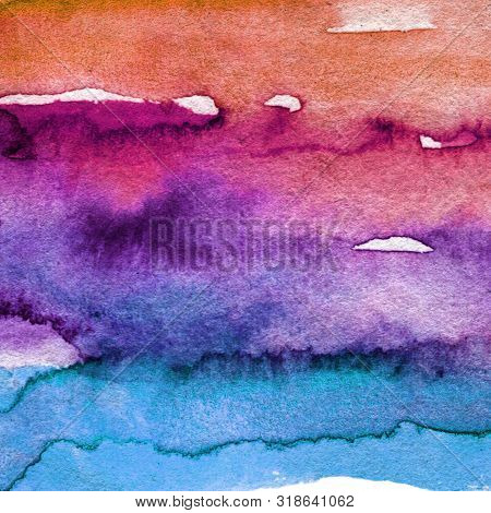 Hand Drawn Abstract Watercolor Background. Colorful Square Backdrop.