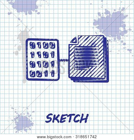 Sketch Line Smart Contract Icon Isolated On White Background. Blockchain Technology, Cryptocurrency 