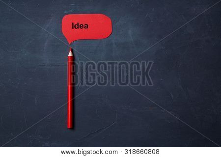 Business Idea, Individuality And Creativity. Success And Motivation. A Red Pencil With A Cloud And A