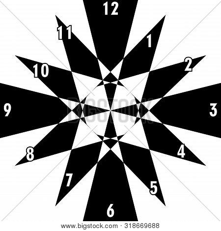 Clock Dial Black Triangle Based Signs With White Hourly Numbers Black Borgered On Transparent Backgr
