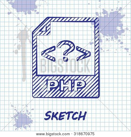 Sketch Line Php File Document. Download Php Button Icon Isolated On White Background. Php File Symbo