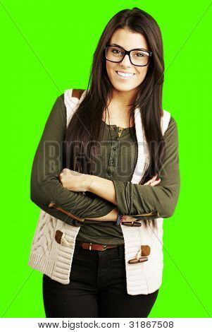 Portrait of young Woman standing Hintergrund wichtige abnehmbare chroma