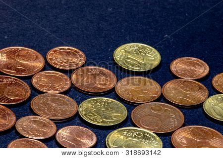 Many Euro Cent Coins For Black Background