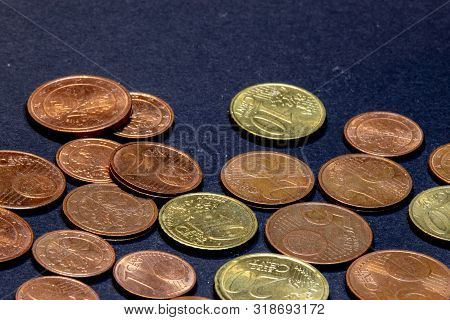 Many Euro Cent Coins For Black Background