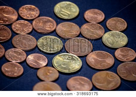 Many Euro Cent Coins For Black Background