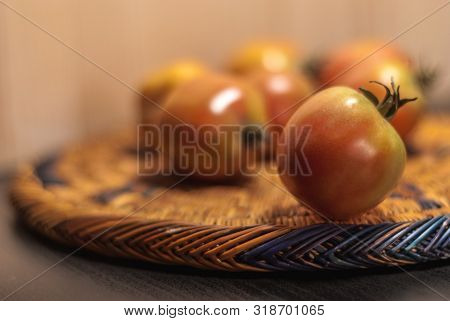 Majorcan Tomatoes Background, Focus And Close Up