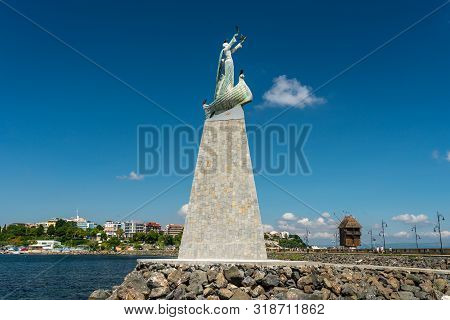 Nessebar, Bulgaria July 15, 2019. Statue Of Saint Nicholas In Nessebar In Bulgaria. A Popular Landma