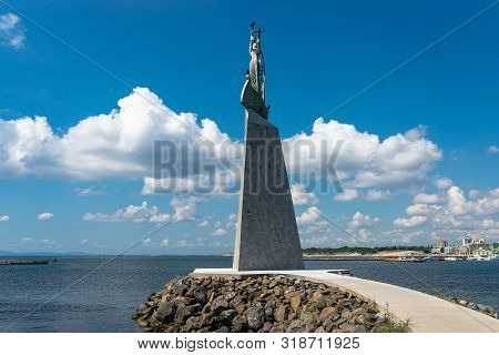 Nessebar, Bulgaria July 15, 2019. Statue Of Saint Nicholas In Nessebar In Bulgaria. A Popular Landma
