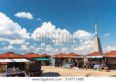 Nessebar, Bulgaria July 15, 2019. Statue Of Saint Nicholas In Nessebar In Bulgaria. A Popular Landma