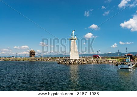 Nessebar, Bulgaria July 15, 2019. Statue Of Saint Nicholas In Nessebar In Bulgaria. A Popular Landma