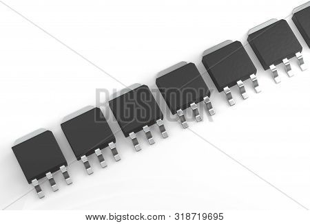 Dpak Mosfet Electronic Transistor Array Isolated On White 3d Illustration