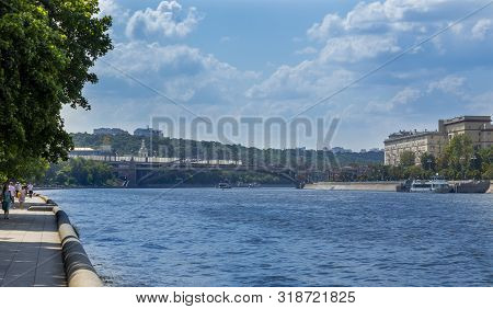 Moscow, Russia - July 27, 2019: Andreevsky Railway Bridge And The Third Transport Ring In The Area O