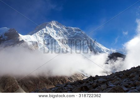 Mount Makalu With Clouds, Nepal Himalayas Mountains, Barun Valley