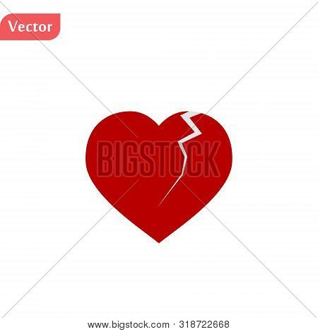 Illustration Of A Broken Heart, Isolated On White Background, Vector Illustration