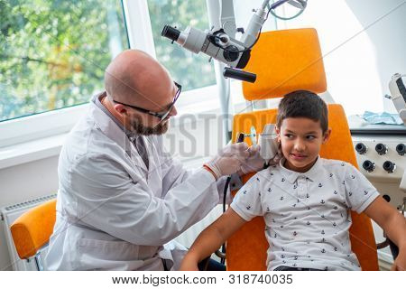 Boy at check-up at otolaryngologist