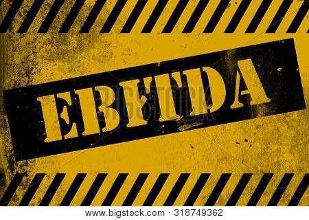 Ebitda Sign Yellow With Stripes, 3d Rendering