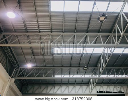 Roof Top Of Industrial, Roof Structures Of Industrial Building. Structural Of Roof Industrial. Backg