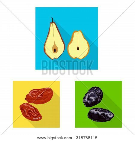 Vector Illustration Of Fruit And Dried Icon. Set Of Fruit And Food Vector Icon For Stock.