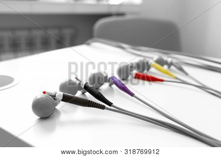 Close-up Of The Sensor Electrode Ecg Machine